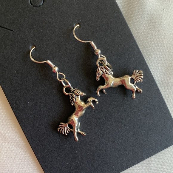 Dance Horses earrings sterling silver hooks Artisan OOAK - Picture 5 of 6